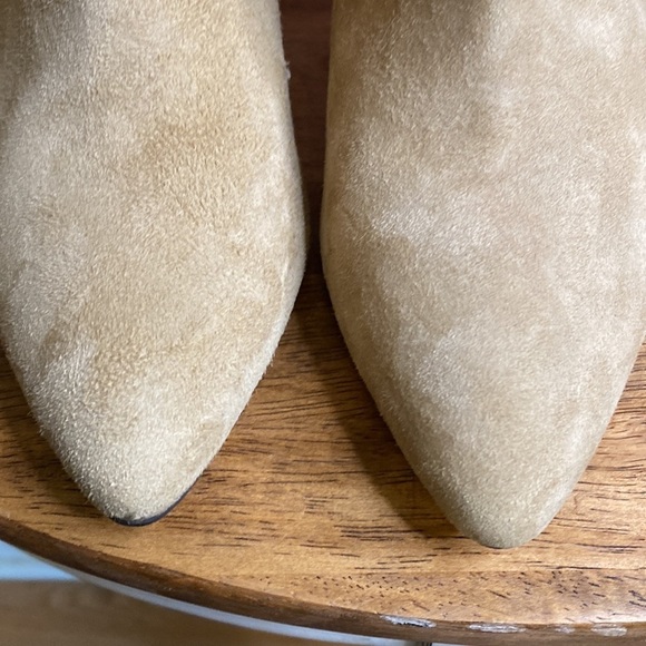 Top Shop Neutral Heeled Pointy Toe Suede Slip On Boot US 8.5 - Picture 6 of 16
